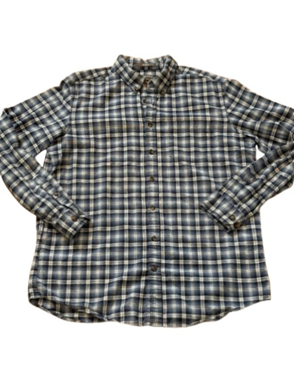 Eddie Bauer Men’s Large Tall Blue Plaid Cotton Flannel Relaxed Fit Shirt